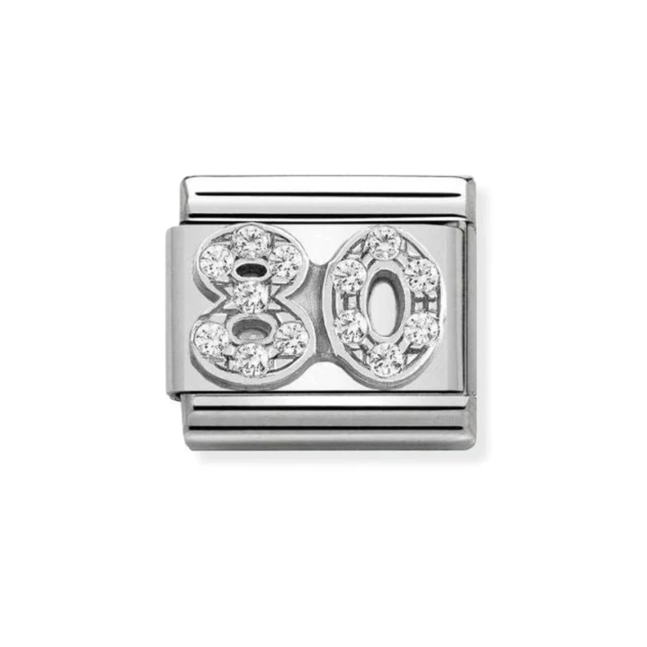 Nomination Classic Silver Sparkling Number 80 Charm