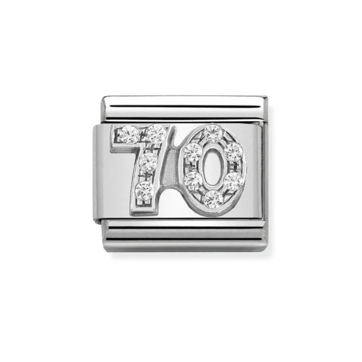 Nomination Classic Silver Sparkling Number 70 Charm