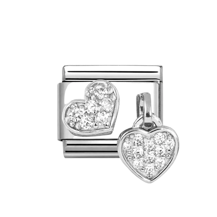 Nomination Classic Silver Heart and Heart Charm