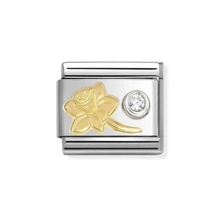 Nomination Classic Gold Forget Me Not Flower CZ Charm