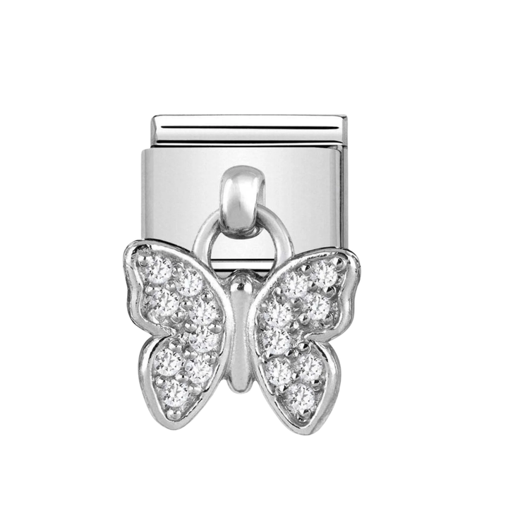 Nomination Classic Silver Dangle CZ Butterfly Pendant Charm