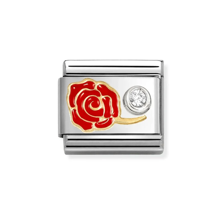 Nomination Classic Gold CZ Red Rose Charm