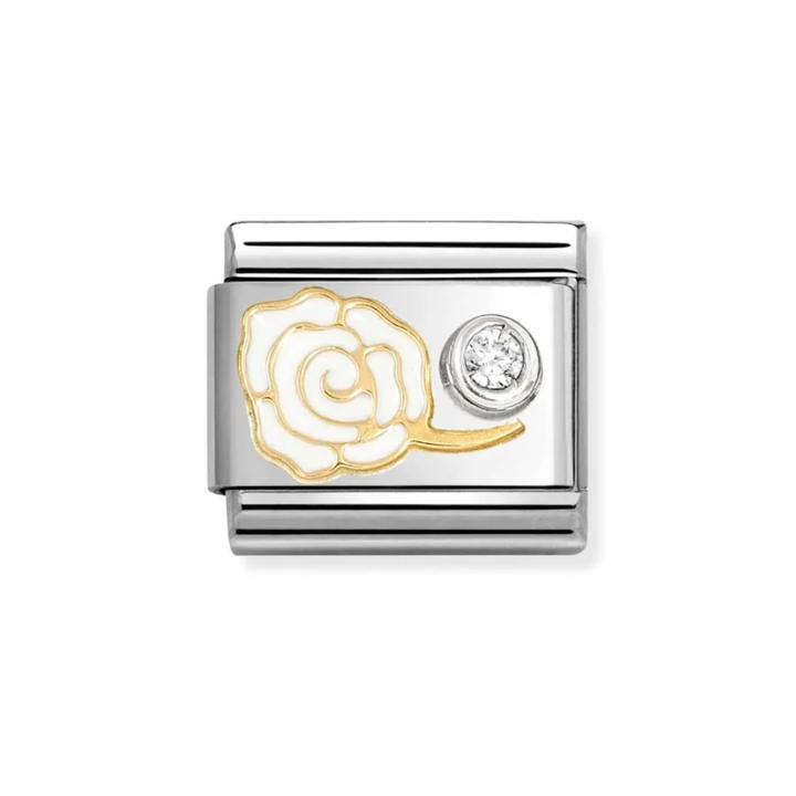 Nomination Gold CZ White Rose Charm