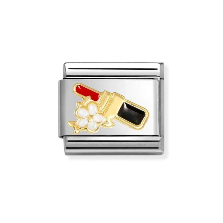 Nomination Classic Gold Lipstick with Flower Charm