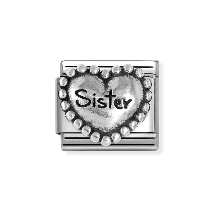 Nomination Classic Silver Sister Beaded Heart Charm