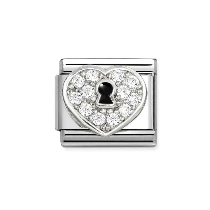 Nomination Classic Silver Pave Heart Padlock Charm