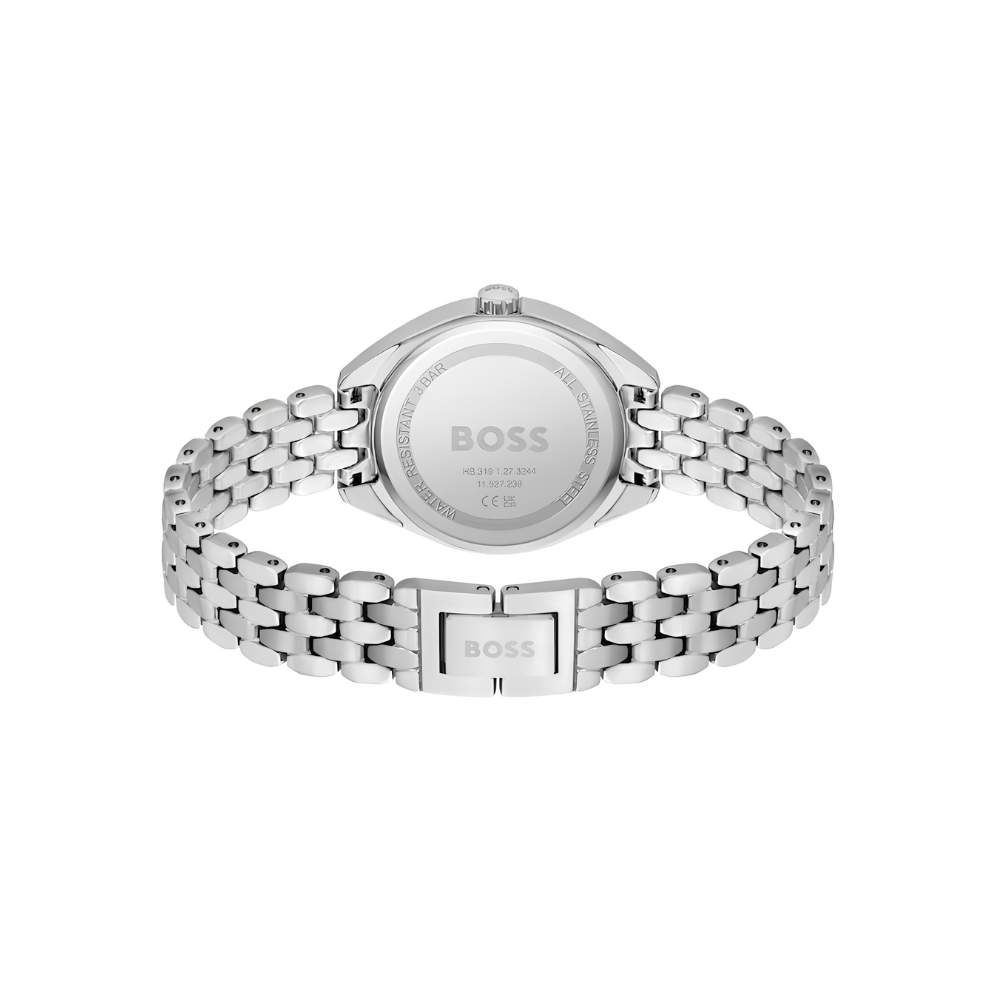Boss Silver White Mae Round Womens Link Bracelet Watch