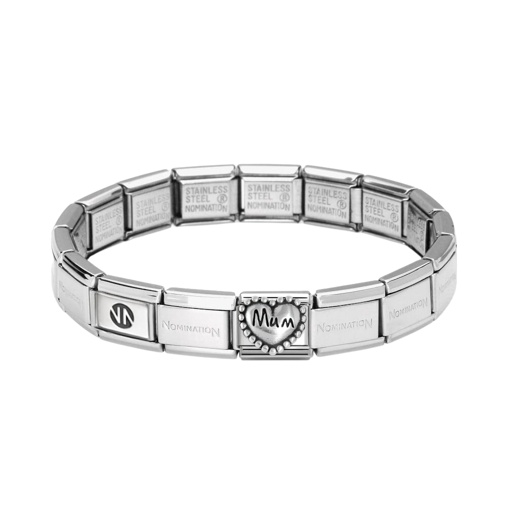Nomination Silver Starter Bracelet With Mum Beaded Heart Charm