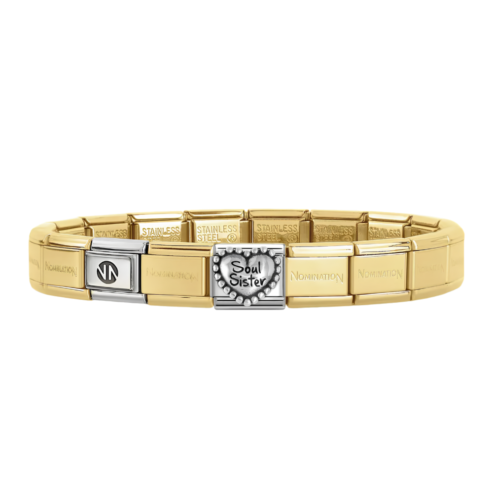 Nomination Gold Starter Bracelet With Soul Sister Beaded Heart Charm