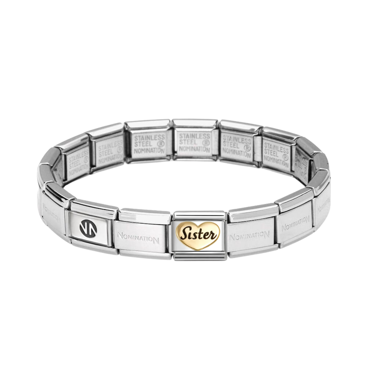 Nomination Silver Starter Bracelet With Gold Sister Charm