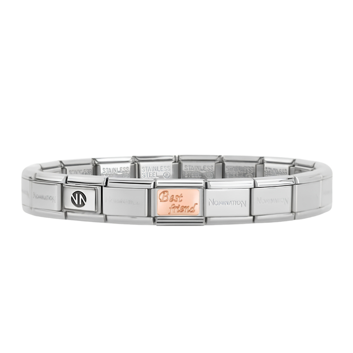Nomination Silver Starter Bracelet With Rose Gold Best Friend Charm