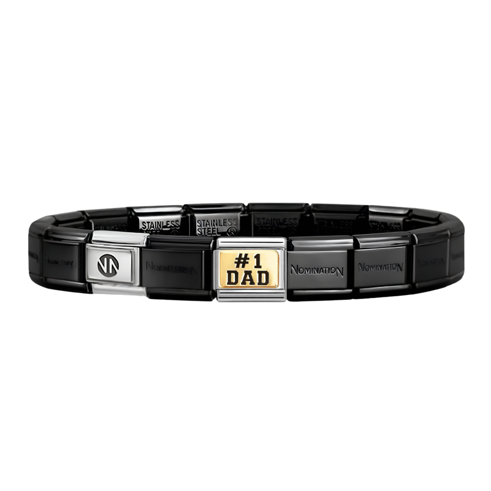 Nomination Black Starter Bracelet With Dad Charm