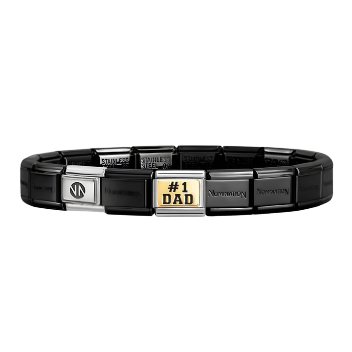 Nomination Black Starter Bracelet With Dad Charm