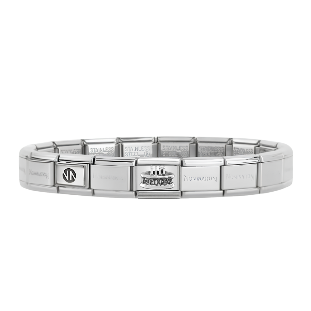 Nomination Silver Starter Bracelet With Birthday Cake Charm