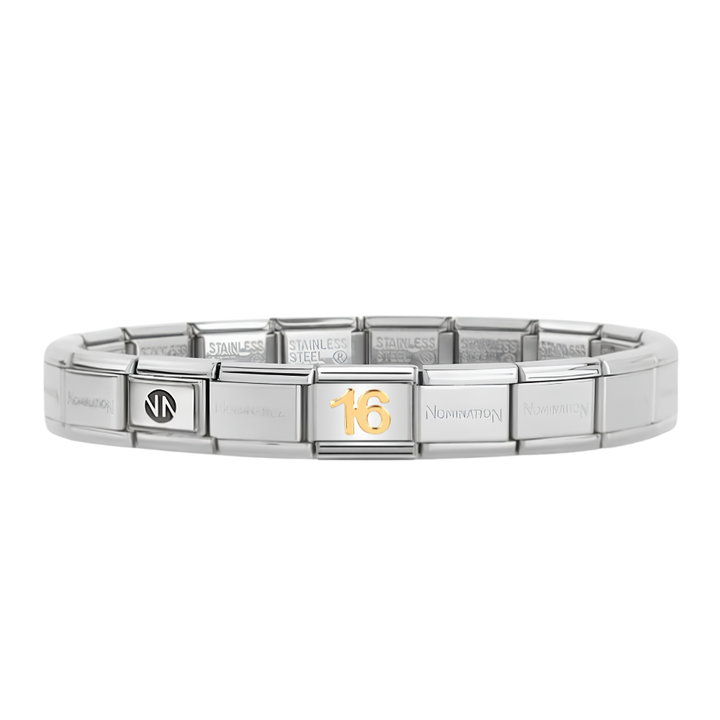 Nomination Silver Starter Bracelet With Gold 16 Charm
