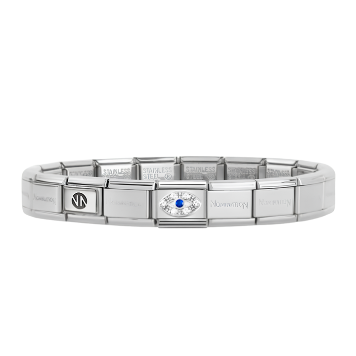 Nomination Silver Starter Bracelet With Silver Cz Greek Eye Charm
