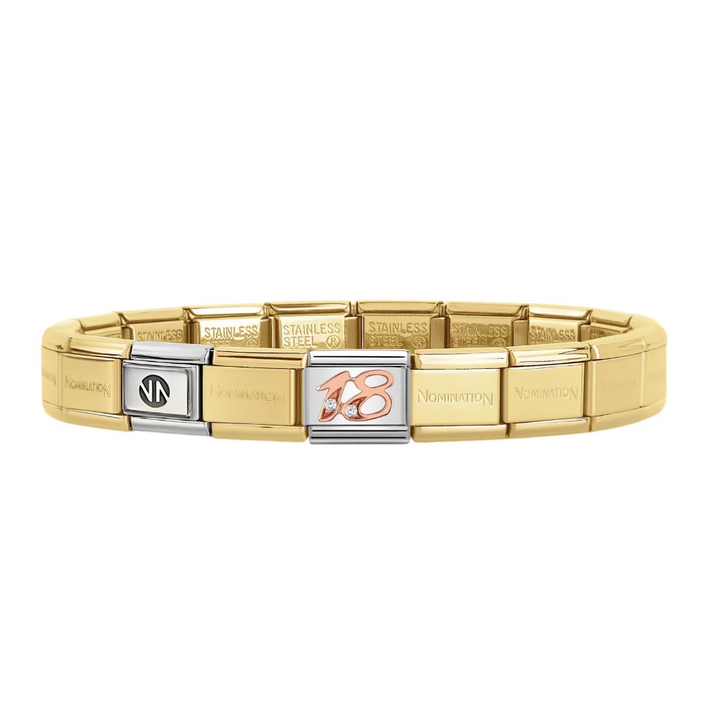 Nomination Gold Starter Bracelet With Rose Gold 18 Charm