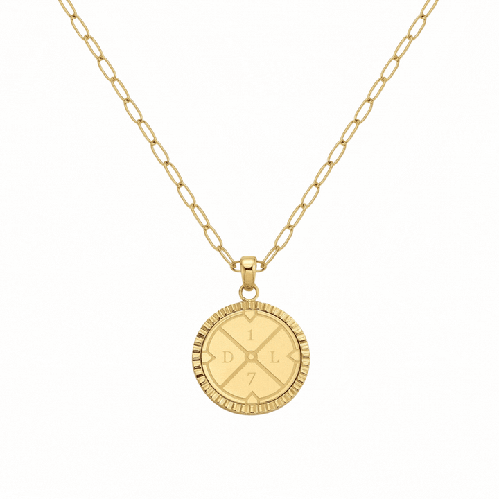 D. Louise Gold Engravable Compass Pendant Necklace
