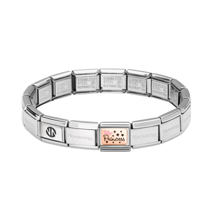 Nomination Silver Starter Bracelet With Rose Gold Princess Charm