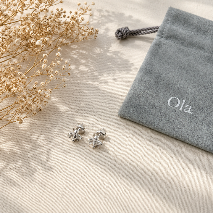Ola Silver Honey Bee Stud Earrings