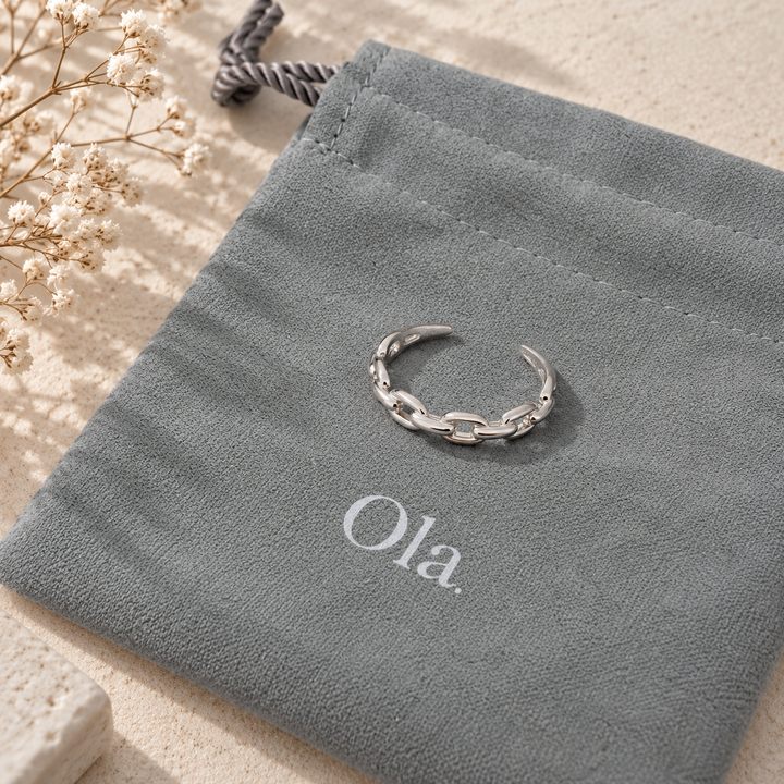 Ola Silver Chain Link Adjustable Ring
