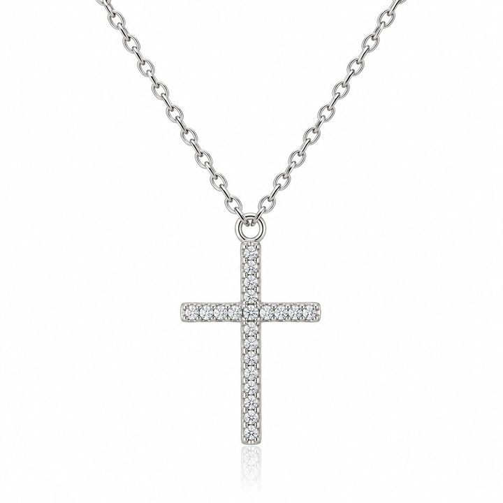 Ola Silver Sparkle Cross Necklace
