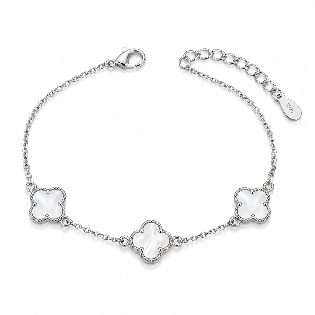 Ola Silver White Clover Jewellery Set