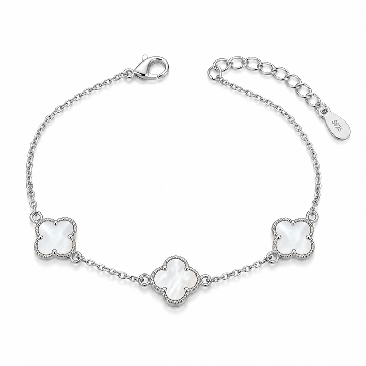 Ola Silver White Clover Jewellery Set