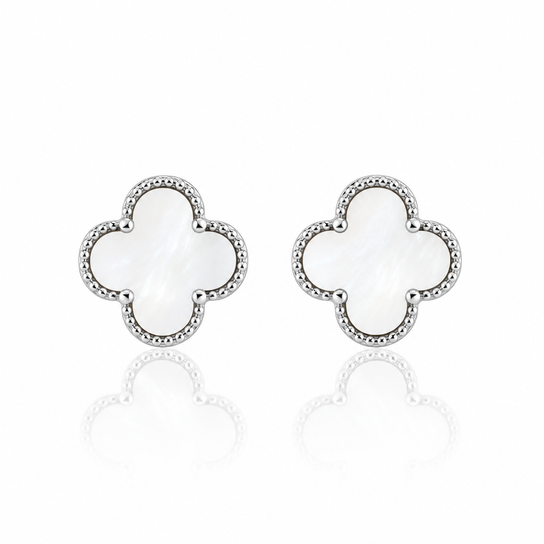 Ola Silver White Clover Jewellery Set