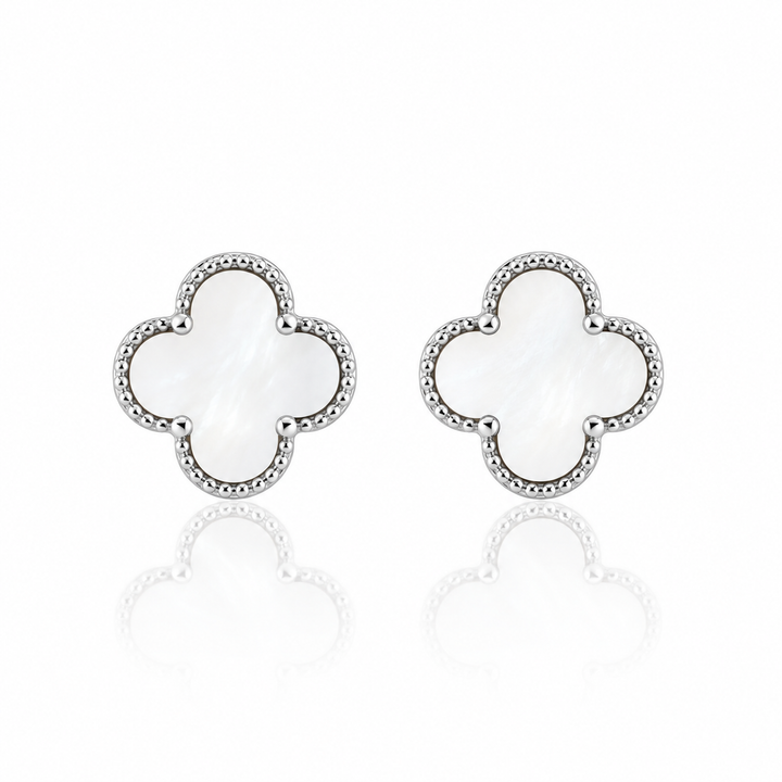 Ola Silver White Clover Jewellery Set