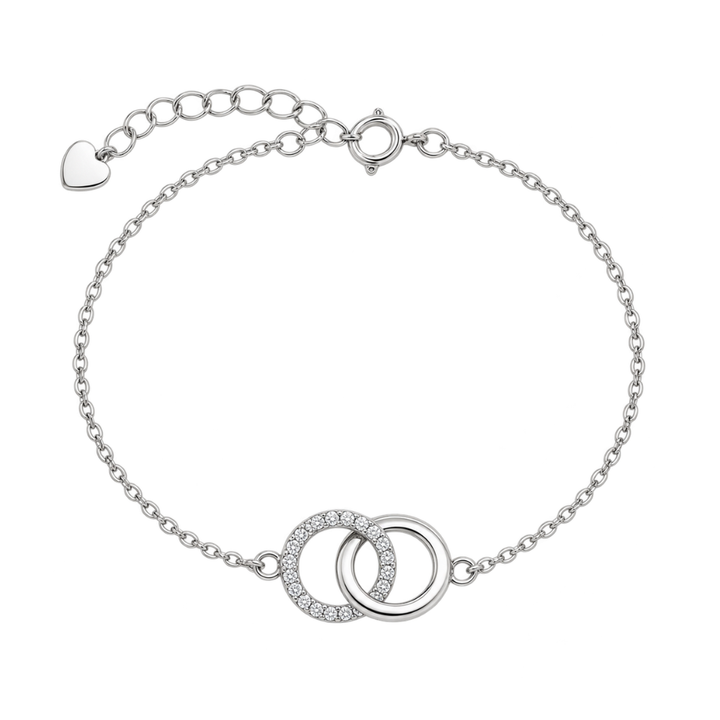 Ola Silver Sparkling Interlinking Circles Bracelet