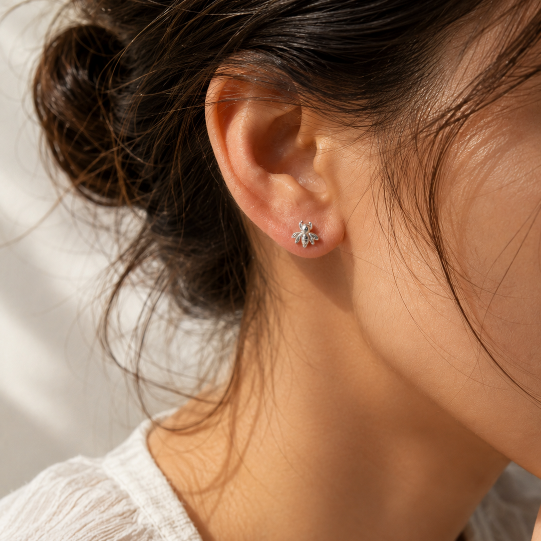 Ola Silver Honey Bee Stud Earrings