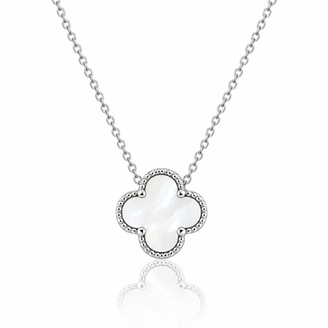 Ola Silver White Clover Jewellery Set