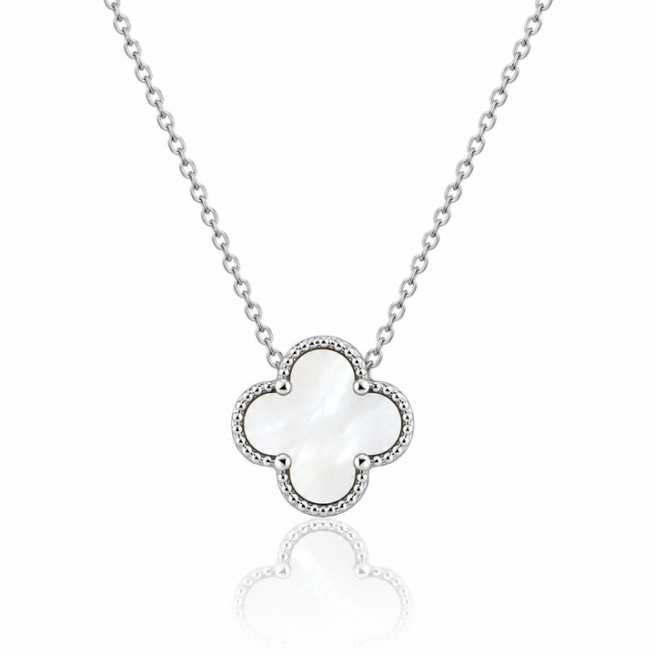 Ola Silver White Clover Jewellery Set