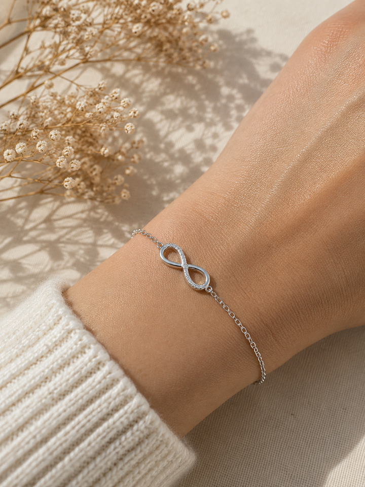 Ola Silver Sparkling Infinity Bracelet
