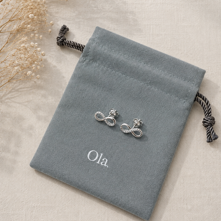 Ola Silver Sparkling Infinity Stud Earrings