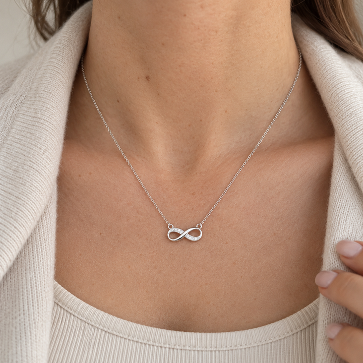 Ola Silver Sparkling Infinity Pendant Necklace