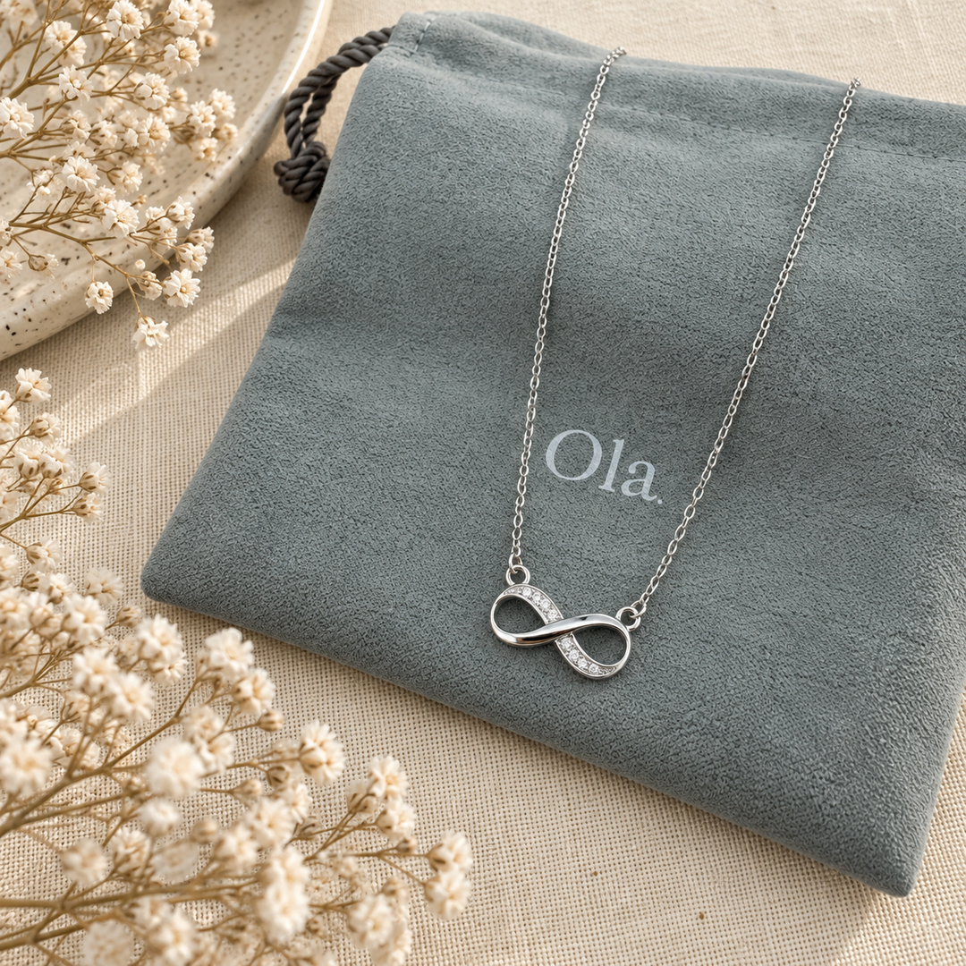 Ola Silver Sparkling Infinity Pendant Necklace