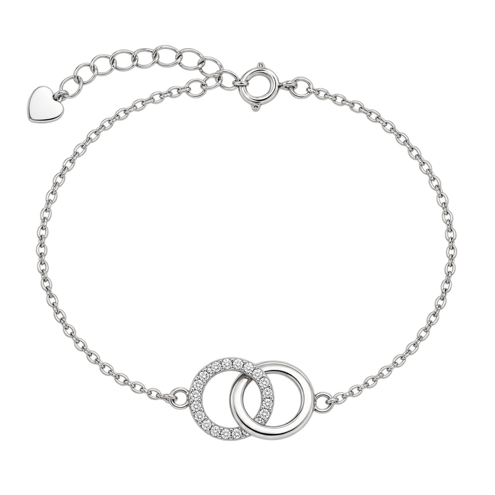 Ola Silver Sparkling Interlinking Circles Bracelet
