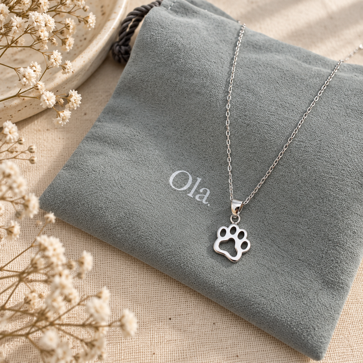 Ola Silver Paw Print Pendant Necklace