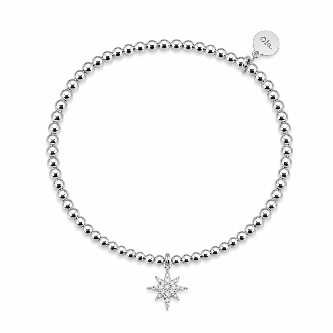 Ola Silver Sparkle Star Beaded Bracelet