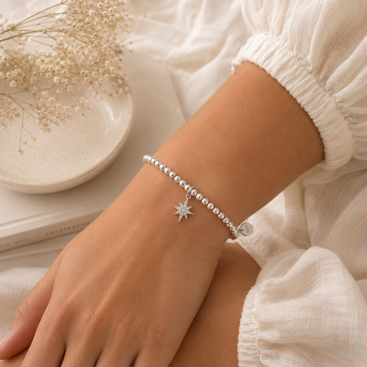 Ola Silver Sparkle Star Beaded Bracelet