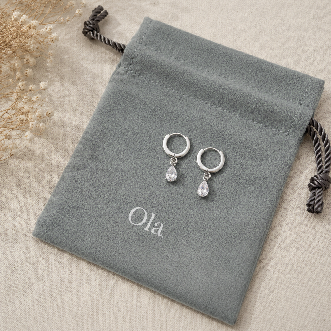 Ola Silver Teardrop Dangle Hoop Earrings