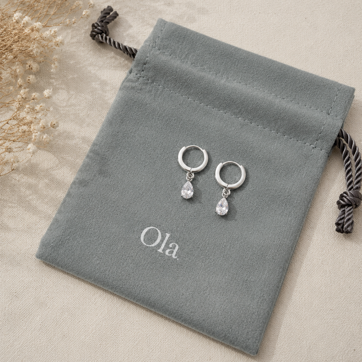 Ola Silver Teardrop Dangle Hoop Earrings