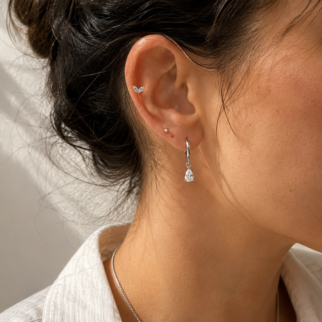 Ola Silver Teardrop Dangle Hoop Earrings