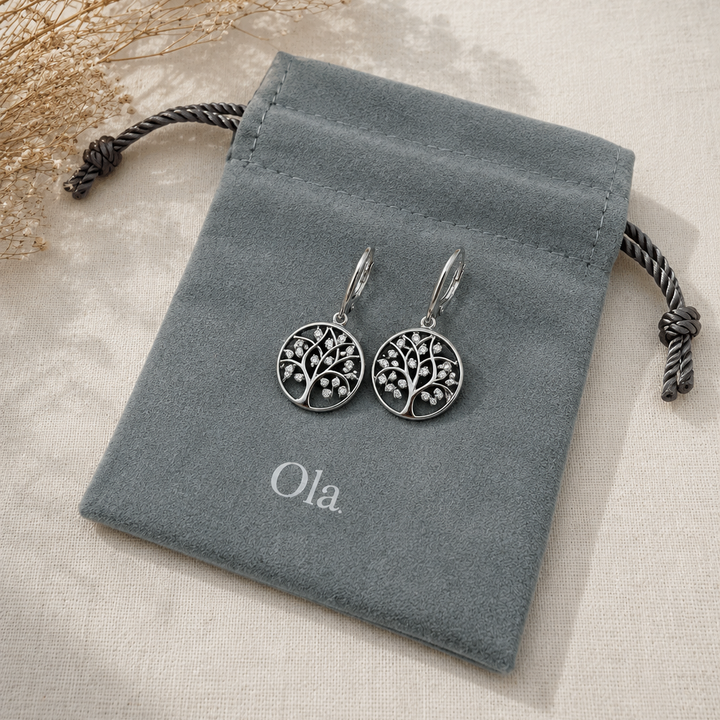 Ola Silver Tree of Life Drop Earrings