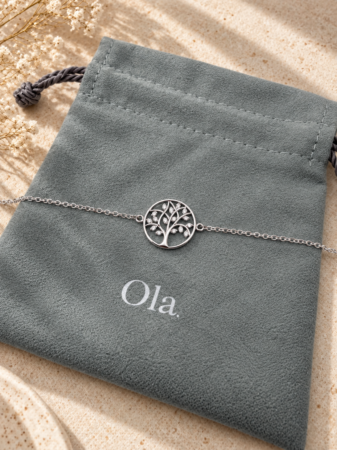 Ola Silver Sparkling Tree of Life Bracelet
