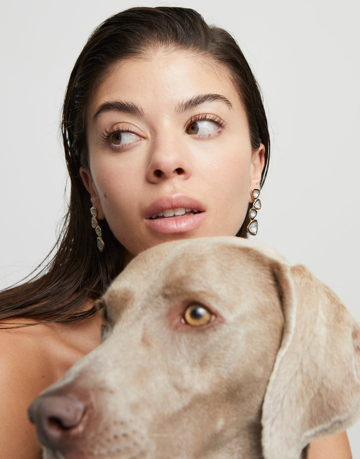 Elegant Gold-Plated Drop Earrings with Multicolored Crystals, Handcrafted in Spain
