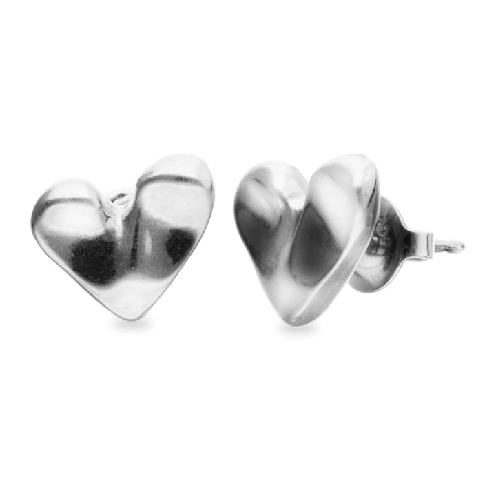 UNOde50 Silver and Gold Beat Heart Stud Earrings