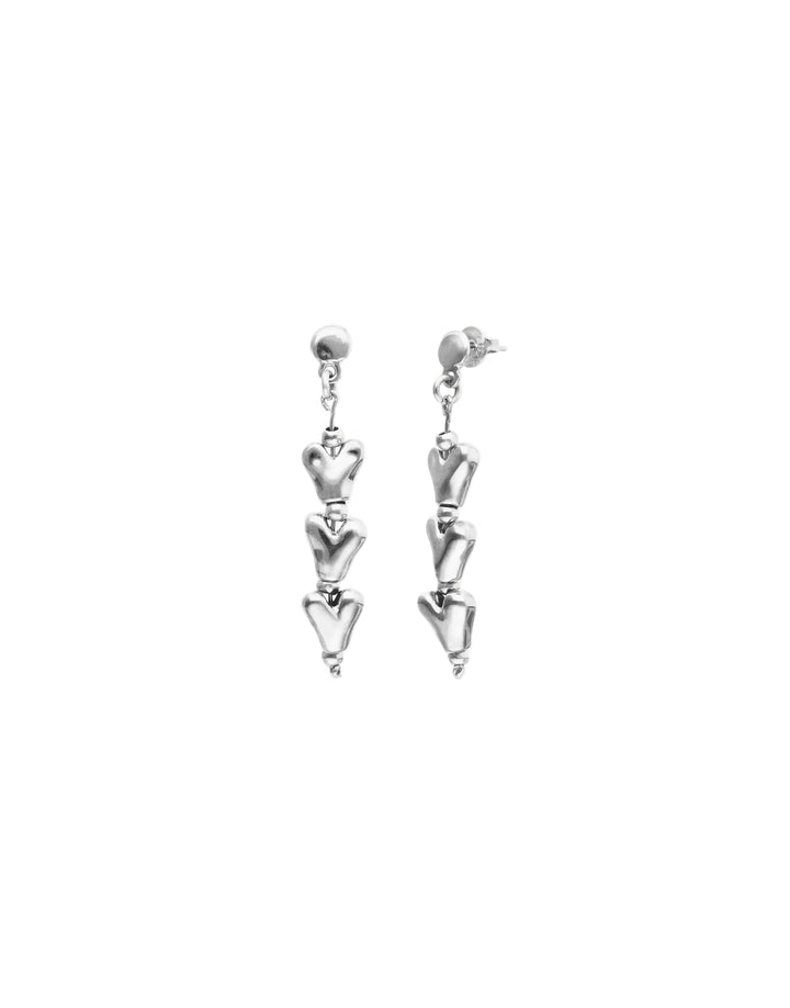 UNOde50 Drop Earrings with Chained Hearts Silver